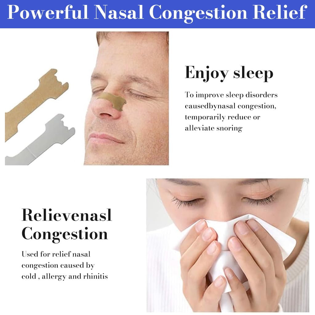 ZIBUYU Nose Strips for Breathing Relief with Hypoallergenic Adhesive 50 Count 55x17mm | Opens Nasal Passages for Easier Airflow