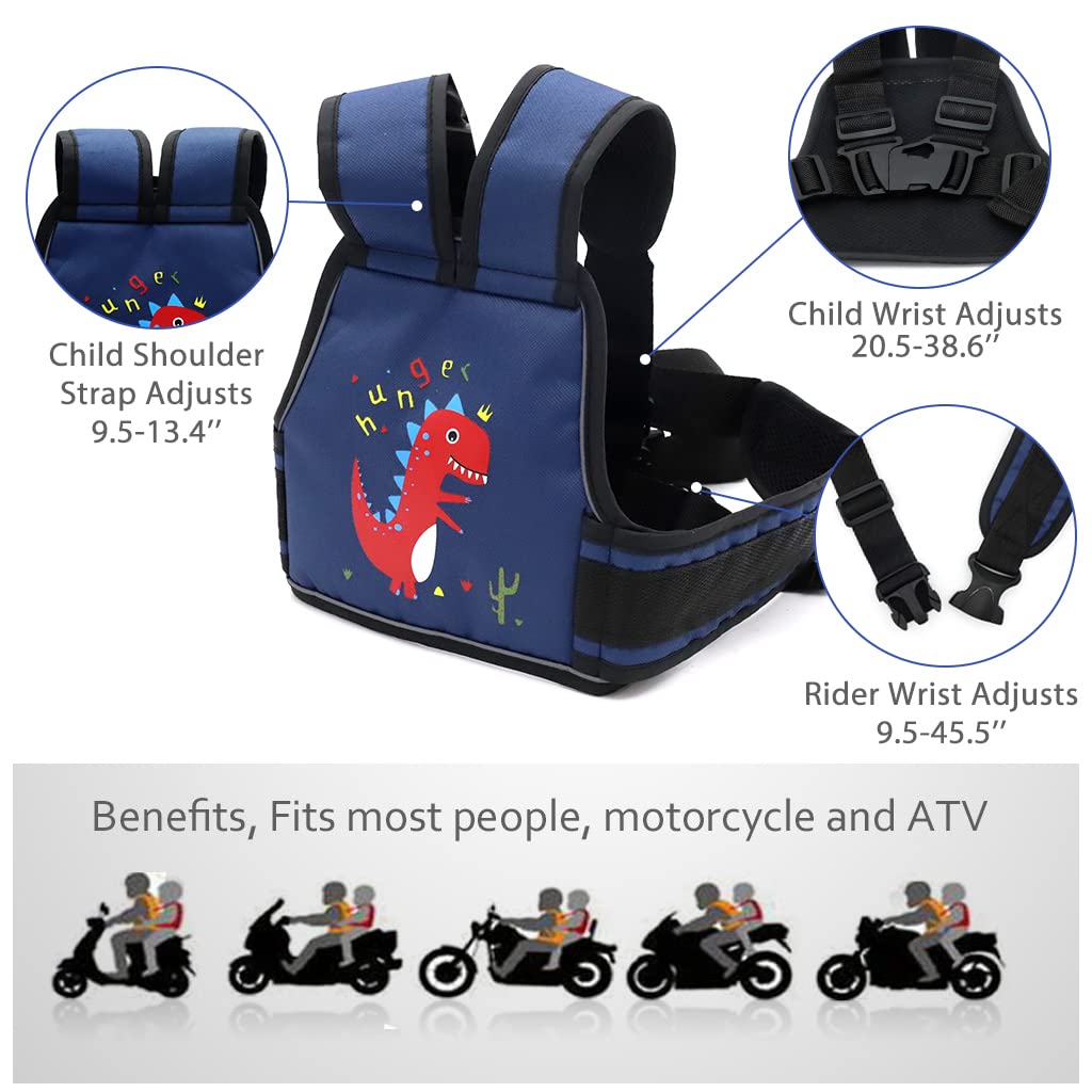 SNOWIE SOFT Kids Safety Belt for Two Wheeler with 4 Straps Quick Release Buckle | 3 PCS Adjustable Polyester Harness for Children 2–12 Years