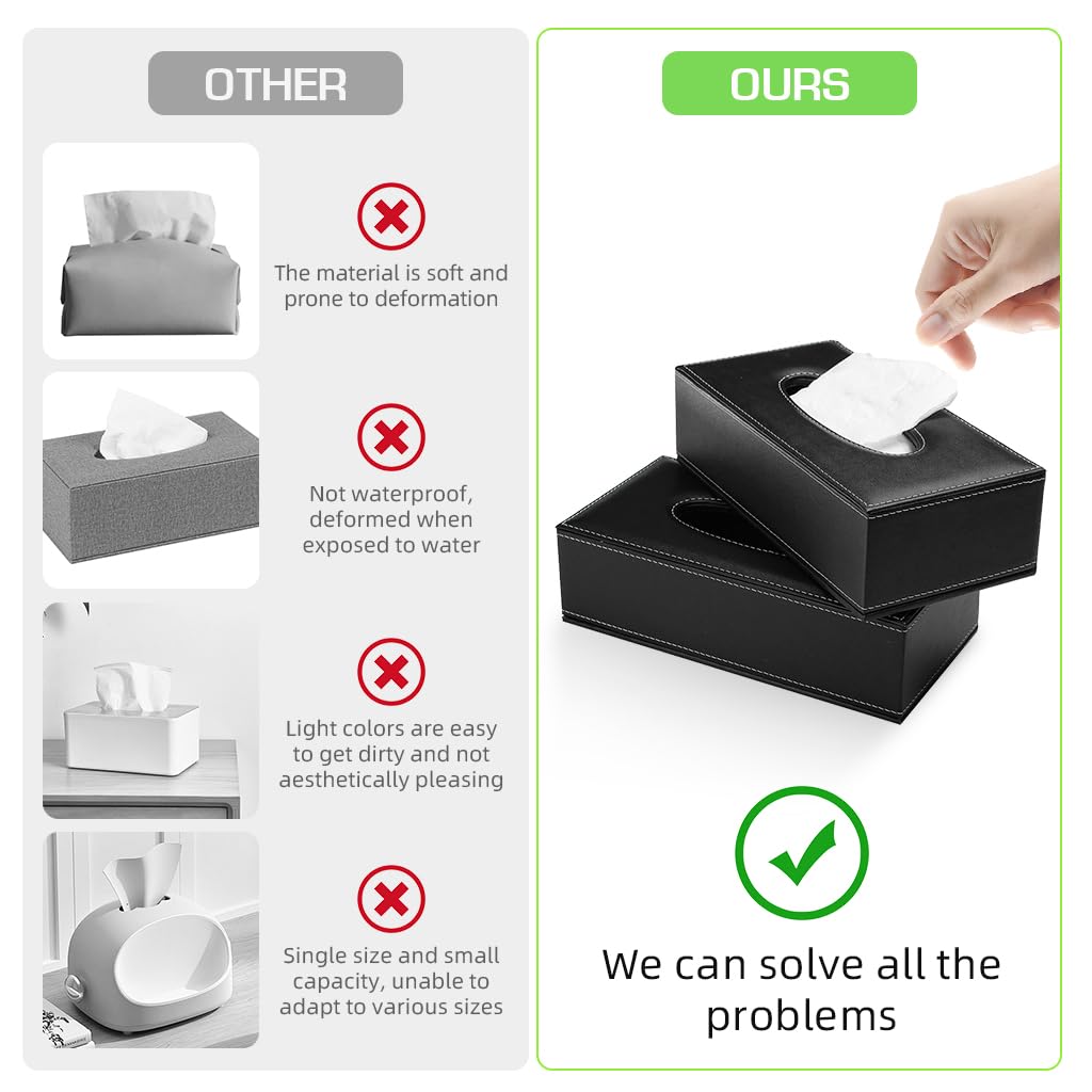 ZIBUYU Tissue Box Holder for Car and Home with Fine Stitching | PU Leather 24x12x9.5cm