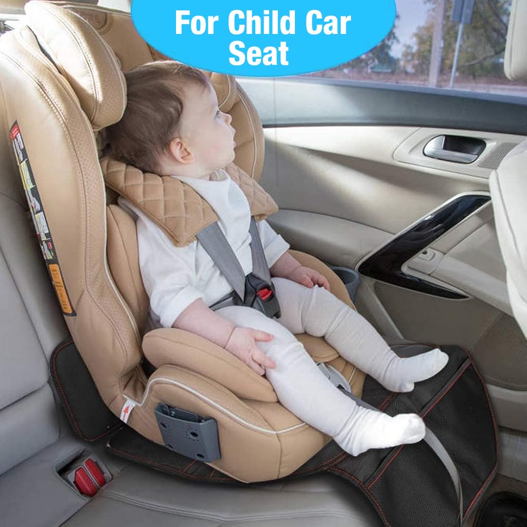 STHIRA Car Seat Protector for Child Car Seat with Thick Padding and Non Slip PVC Leather | Black Upholstery Cover