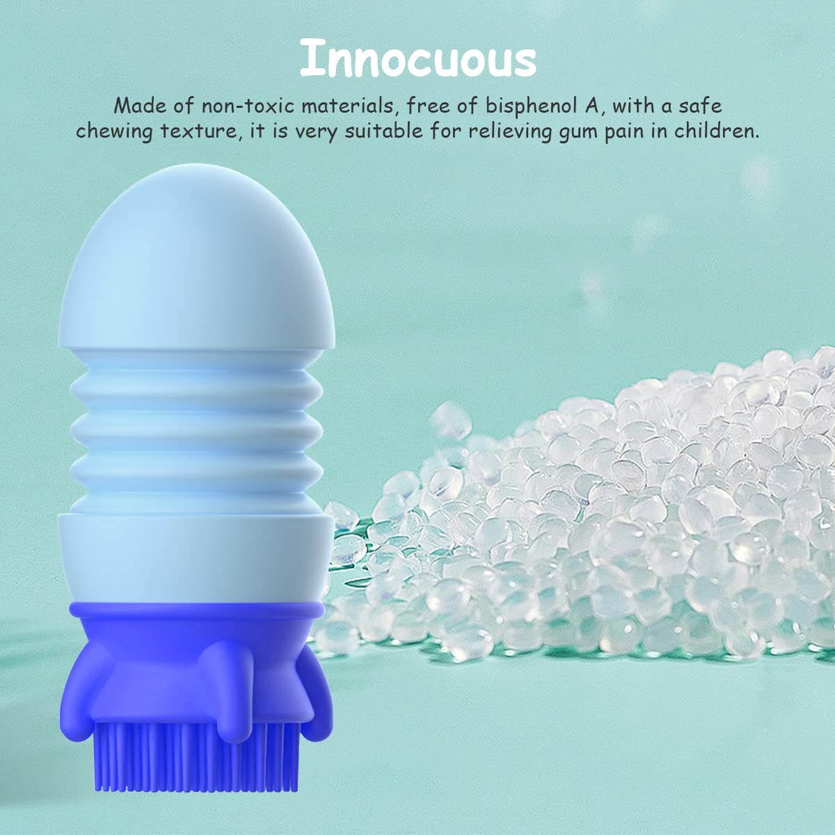 PATPAT Silicone Bath Toy for Toddlers with Rocket Water Spray and Bristle Brush Base | Blue