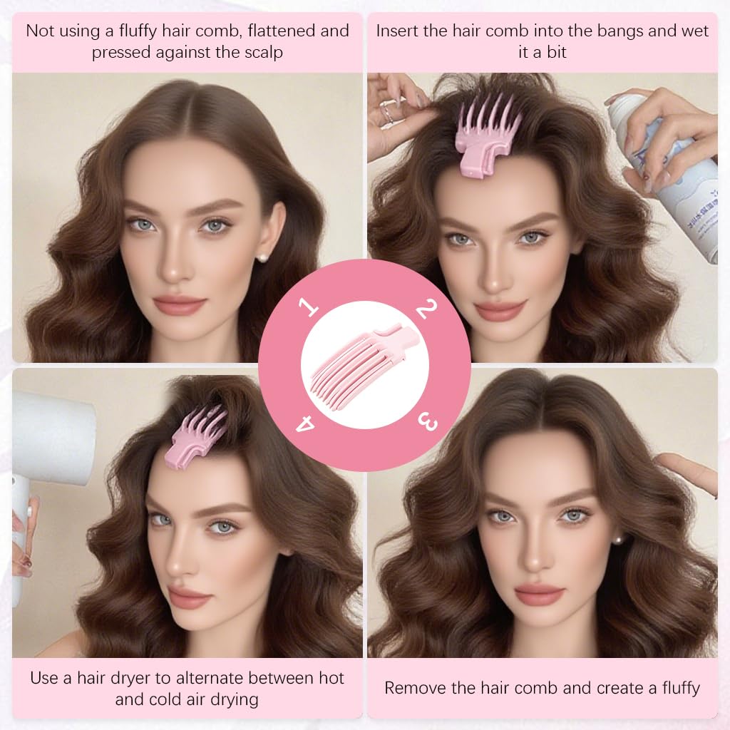 MAYCREATE Hair Volume Clips for Instant Lift with 5 Tong Design and Ergonomic Handle | 2 Pack Pink