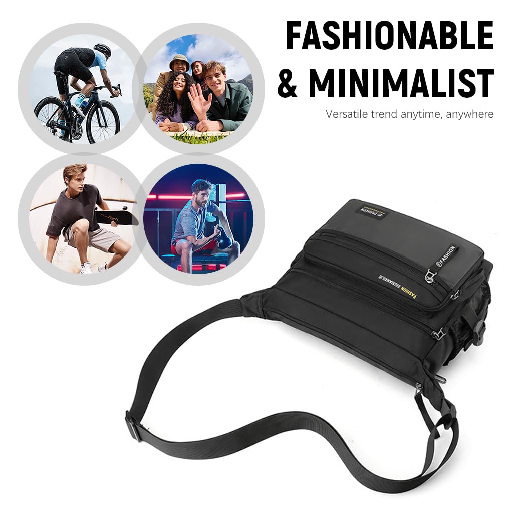 GUSTAVE Messenger Bag for Men 31x12x24cm with Dual Zipper Compartments and Waterproof Oxford Cloth | Travel and Work Crossbody