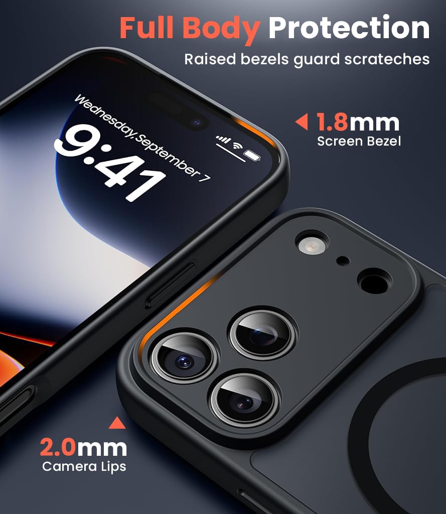 ZORBES iPhone 17 Pro Case with Magnetic Ring and Matte Semi Transparent TPU Design | Enhanced Camera Lens and Anti Scratch Protection
