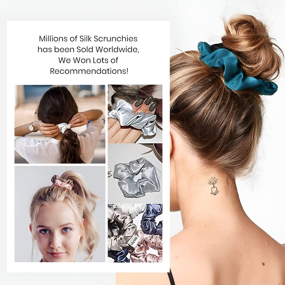 SANNIDHI Silk Satin Scrunchies for Women with 11 cm Elastic Band | 5 Color Hair Set