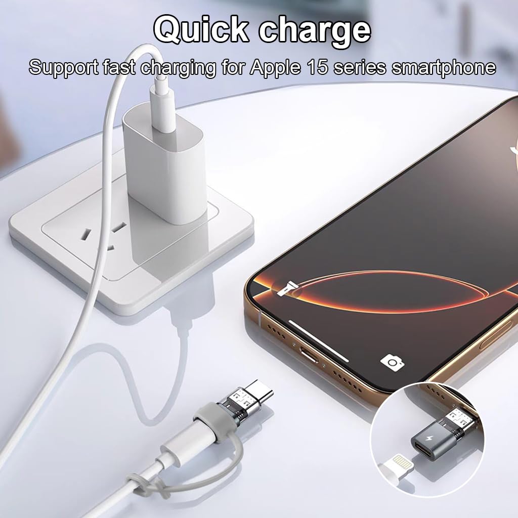 Verilux Type C to Lightning Connector for iPhone and iPad featuring 480Mbps data transfer | with lanyard holes