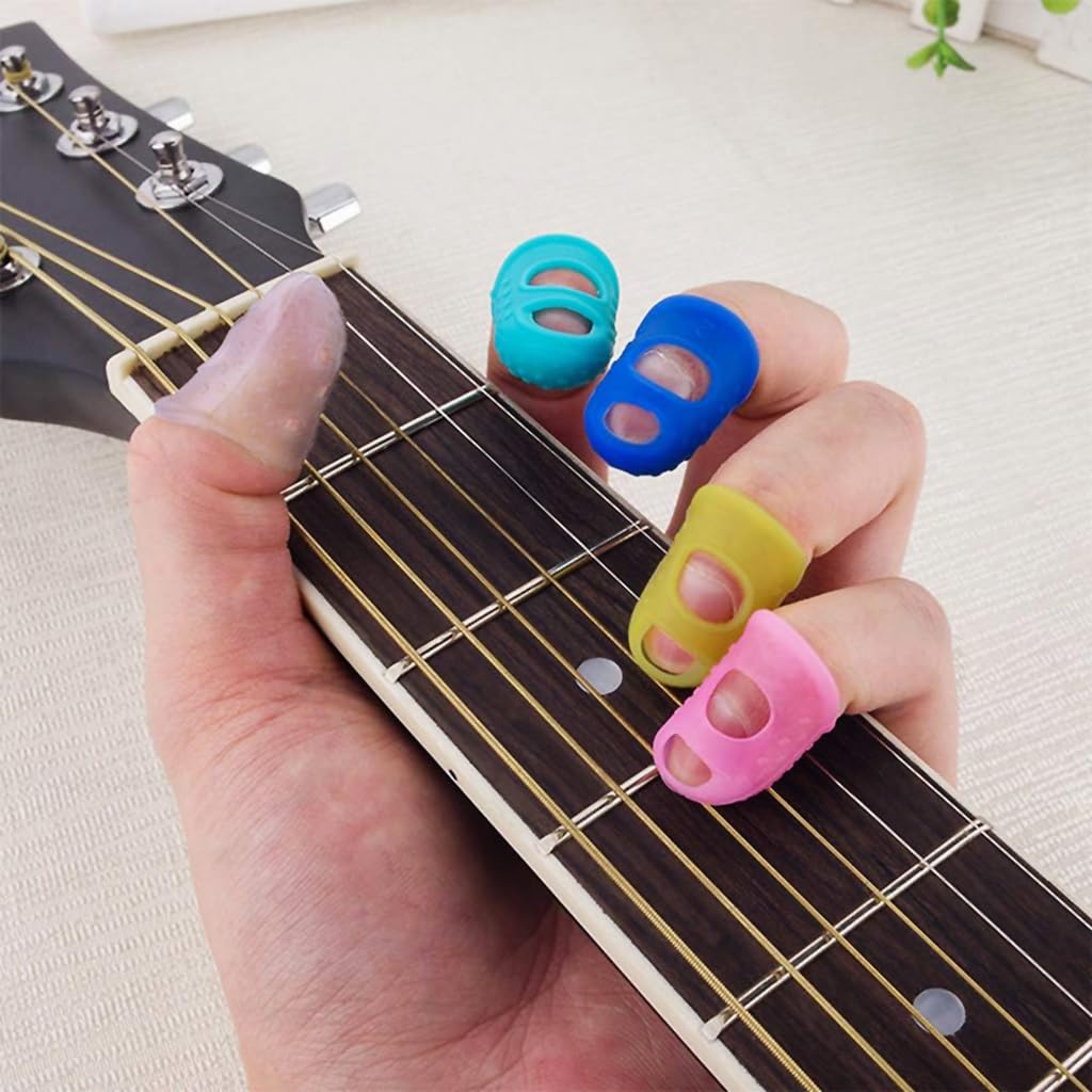 PATPAT® 18Pcs Guitar Pick & 8Pcs Guitar Finger Protector with 4 Sizes Guitar Picks for Acoustic, Silicone Fingertip Protectors Finger Protection for Beginner Pressing String Finger, Guitar Accessories