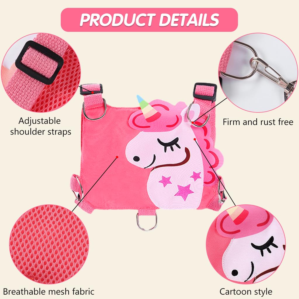 SNOWIE SOFT® 3 in 1 Baby Walking Support Toddlers Walking Harnesses with Strap Cartoon Pink Unicorn Toddler Harness Kids Assistant Strap Toddler Walking Harnesses for Toddler 1-3 Years Olds