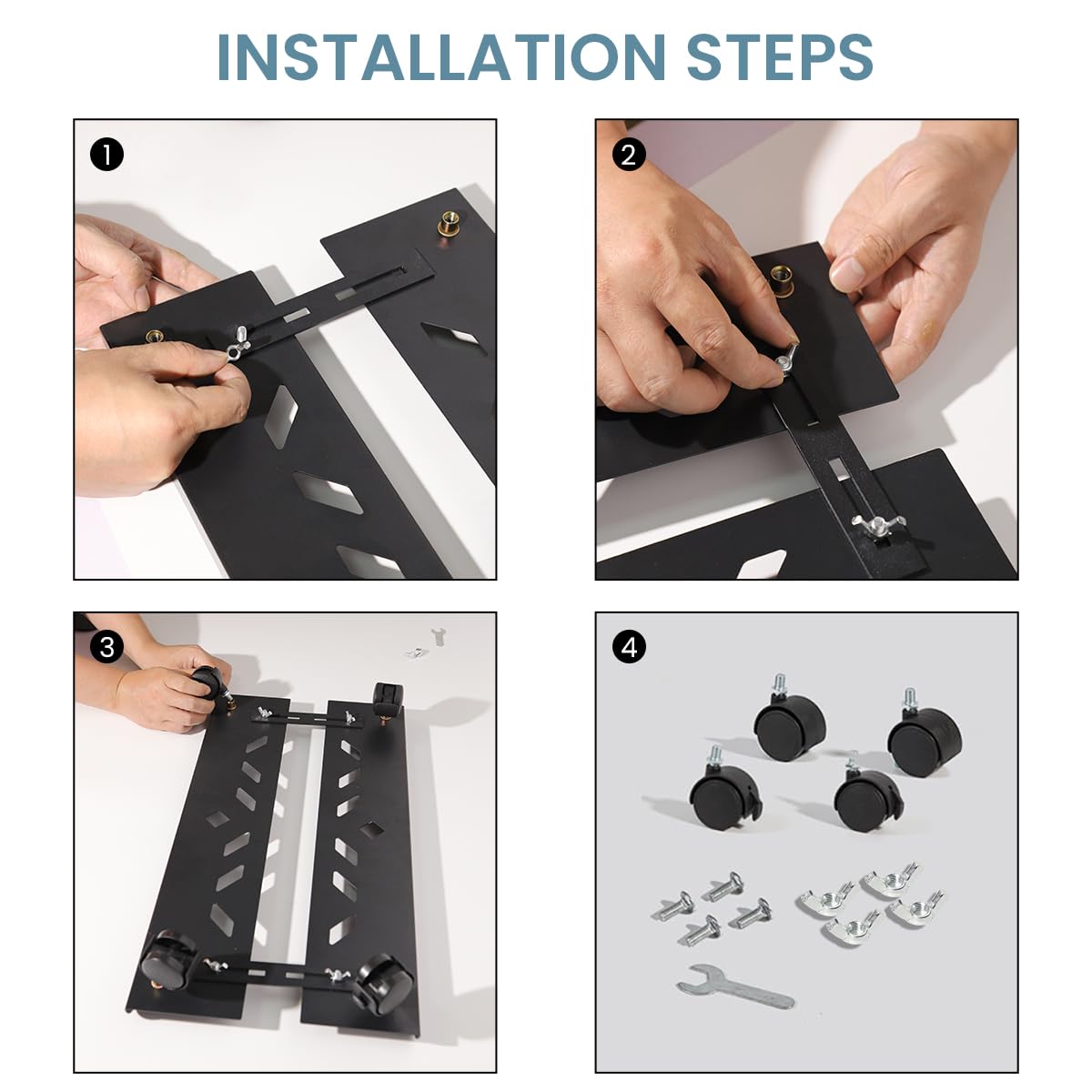 Adjustable Mobile CPU Stand for Home and Office with 4 Lockable Wheels and Ventilated Tray | Carbon Steel Riser Holds 88 lbs