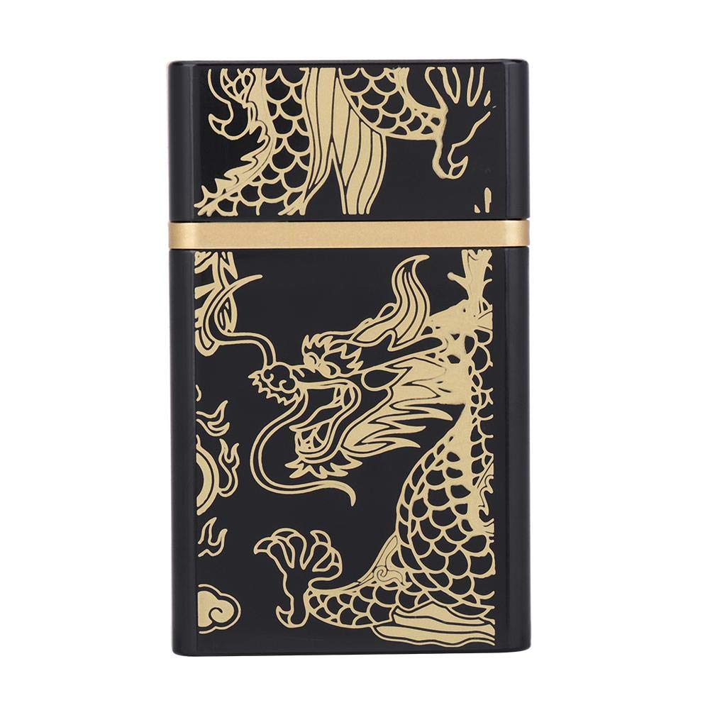 ZIBUYU Cigarette Case with Lighter for Smoking featuring USB Flameless Tungsten Design | Black 8 Cigarettes Box