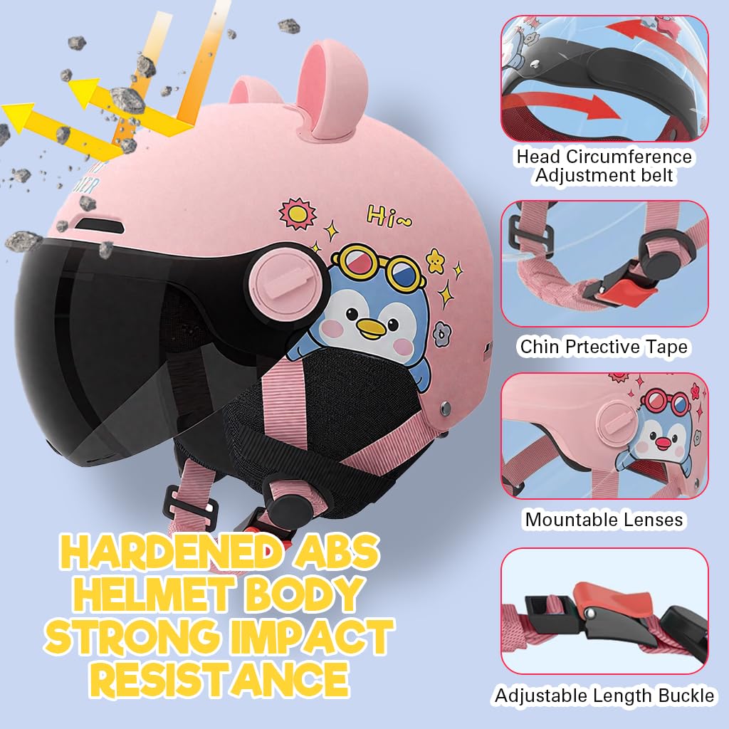 Proberos Kids Bike Helmet for Cycling with UV400 Goggles and EPS Impact System | Pink