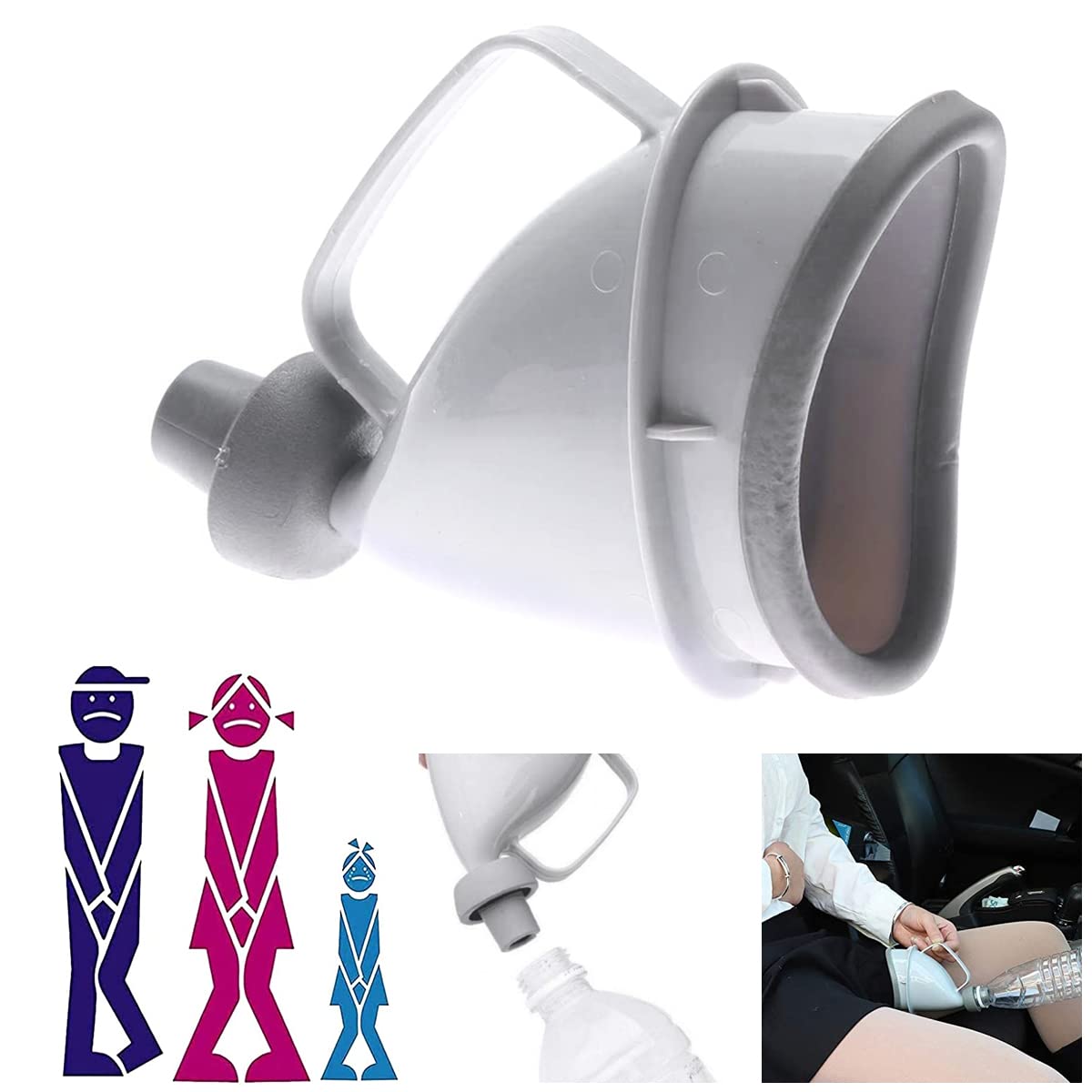 HANNEA Urine Collector for Travel and Camping with Leakproof Ergonomic Funnel | Grey 15 cm Reusable Device