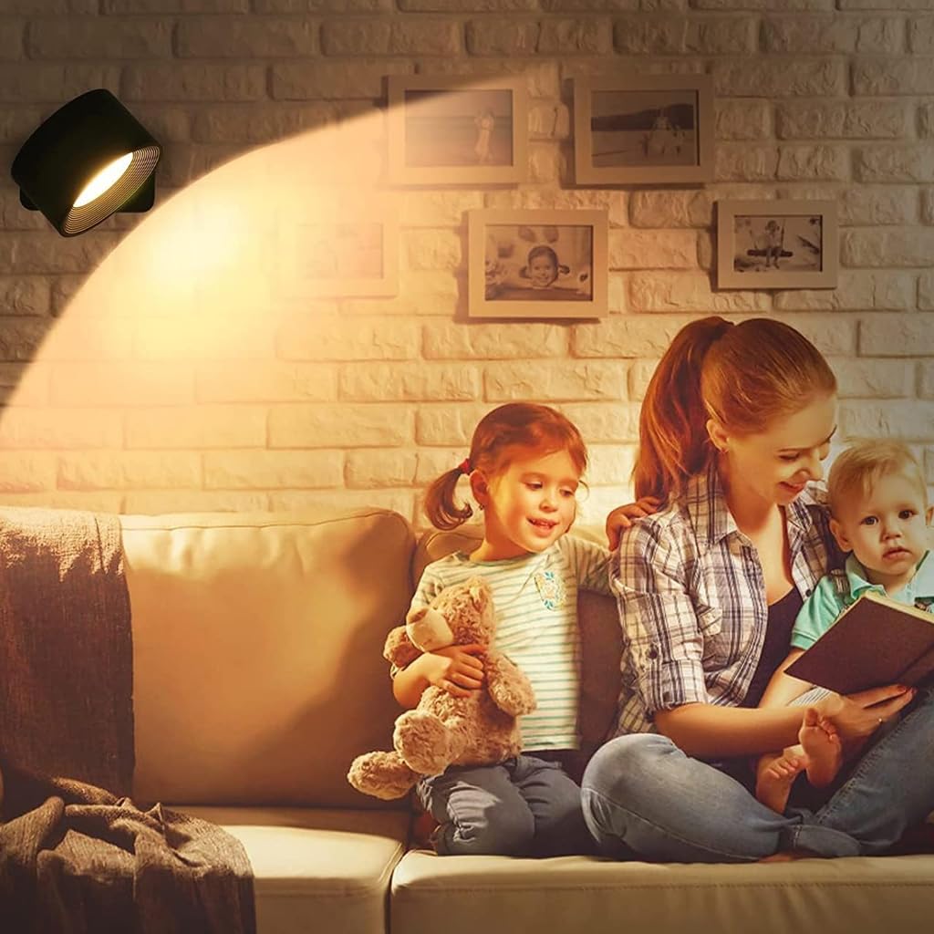 ELEPHANTBOAT USB LED Wall Light for Bedroom with 360° Rotatable Magnet Design | 3 Brightness Touch Control