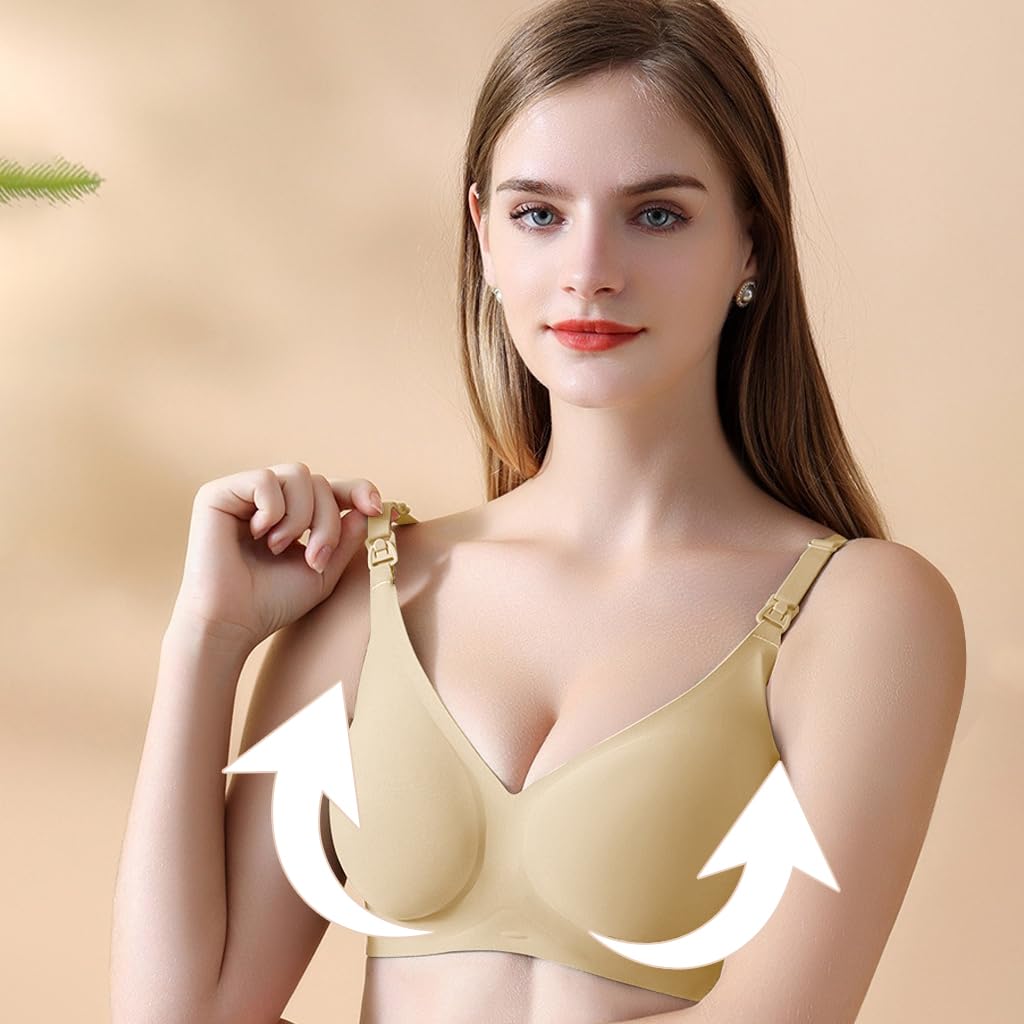 SANNIDHI Women Nursing Bra for Breastfeeding with Front Opening Pad Design in Nude | Wire-Free Full-Coverage Maternity Support