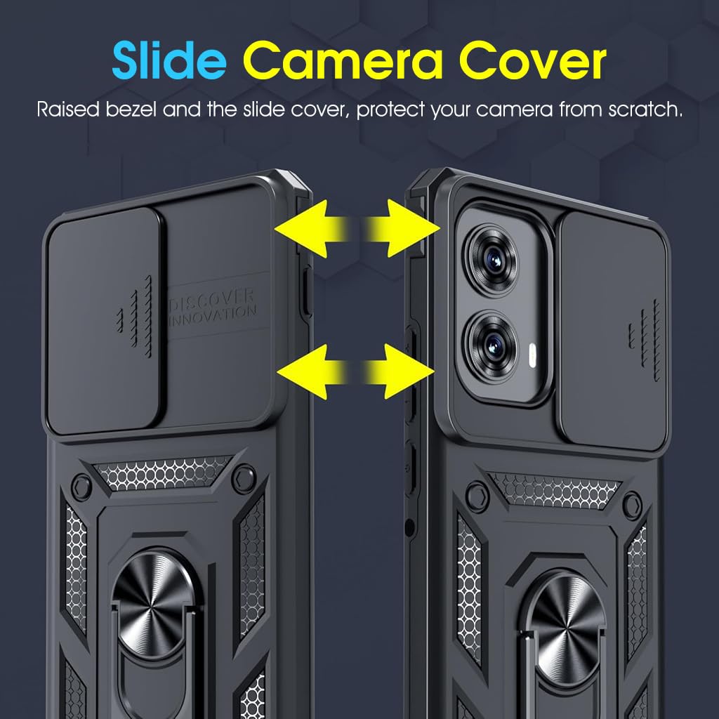 ZORBES Phone Case for Motorola Moto Edge 50 Fusion 5G 2024 with Magnetic Ring Kickstand | Shockproof Black Cover