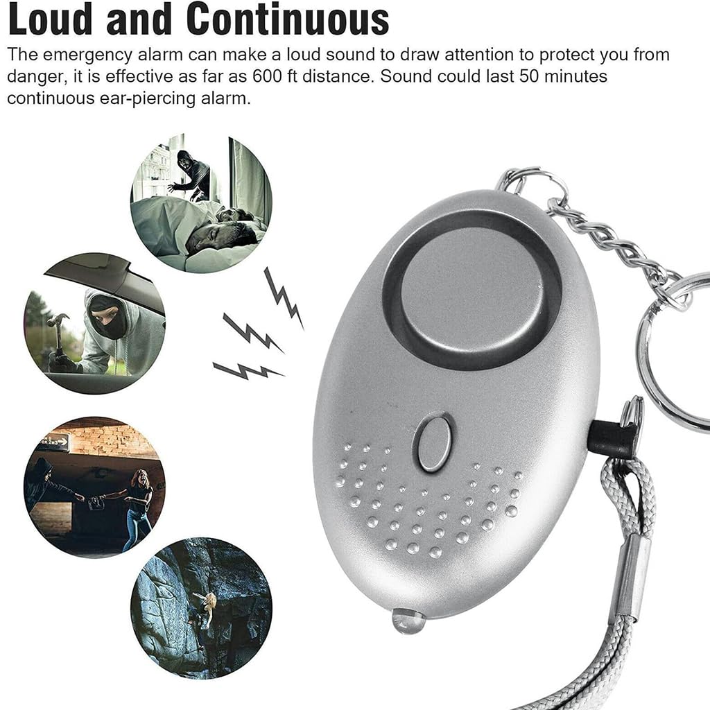 ZIBUYU Self Defence Alarm for Women with 130dB Siren and Pull Pin Activation | LED Light Keychain
