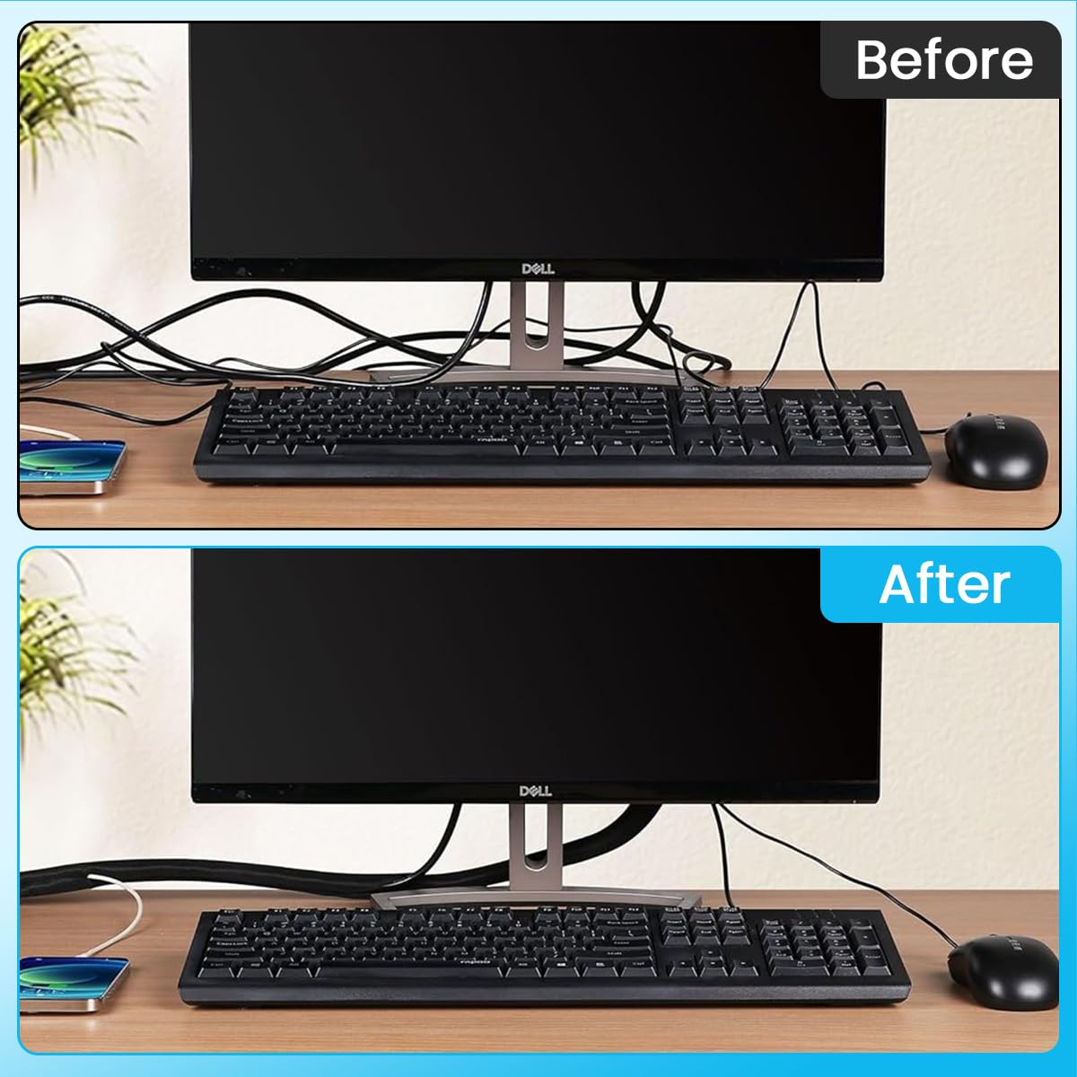 HASTHIP Cable Protector for Home and Office with Hook and Loop Closure 6.6ft Nylon Sleeve | 70mm Wide Pet Proof Cord Guard