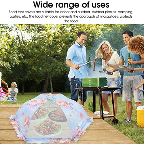 HASTHIP® Pop-Up Mesh Food Covers Tent, 2 Pack 23.6inch Reusable and Collapsible Fruits Covering Net, Large Size Food Cover Net for Outdoors Parties Picnics BBQs Keep Out Flies Bugs Mosquitoes (Blue)