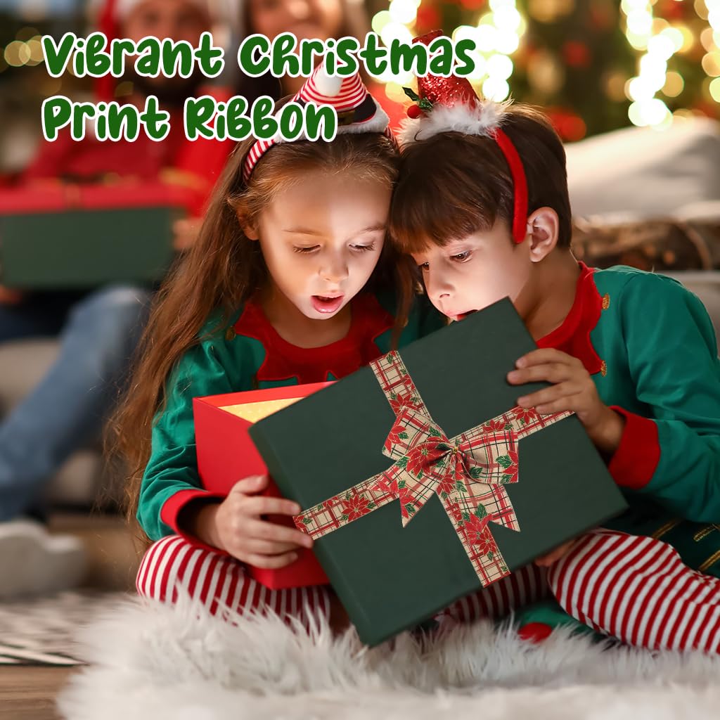 HASTHIP® 6.6ft Christmas Ribbon 2.48 inches Width Hemp Christmas Decorative Ribbon Gift Paking Ribbon Christmas Tree Ornament Rustic Christmas Decorative Ribbon, 2 Rolls