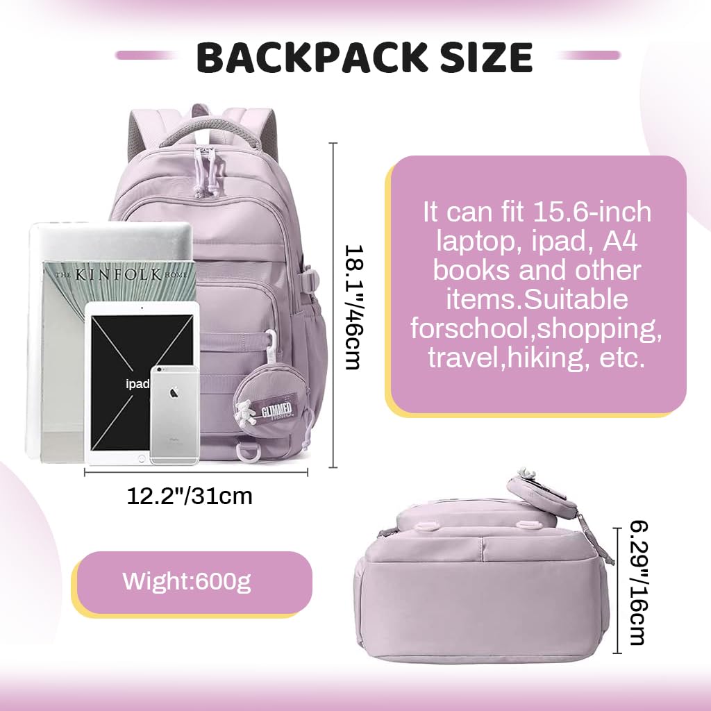 PALAY School Backpack for Girls with 15 in Laptop Compartment and Dual Handles | Waterproof Nylon Daypack