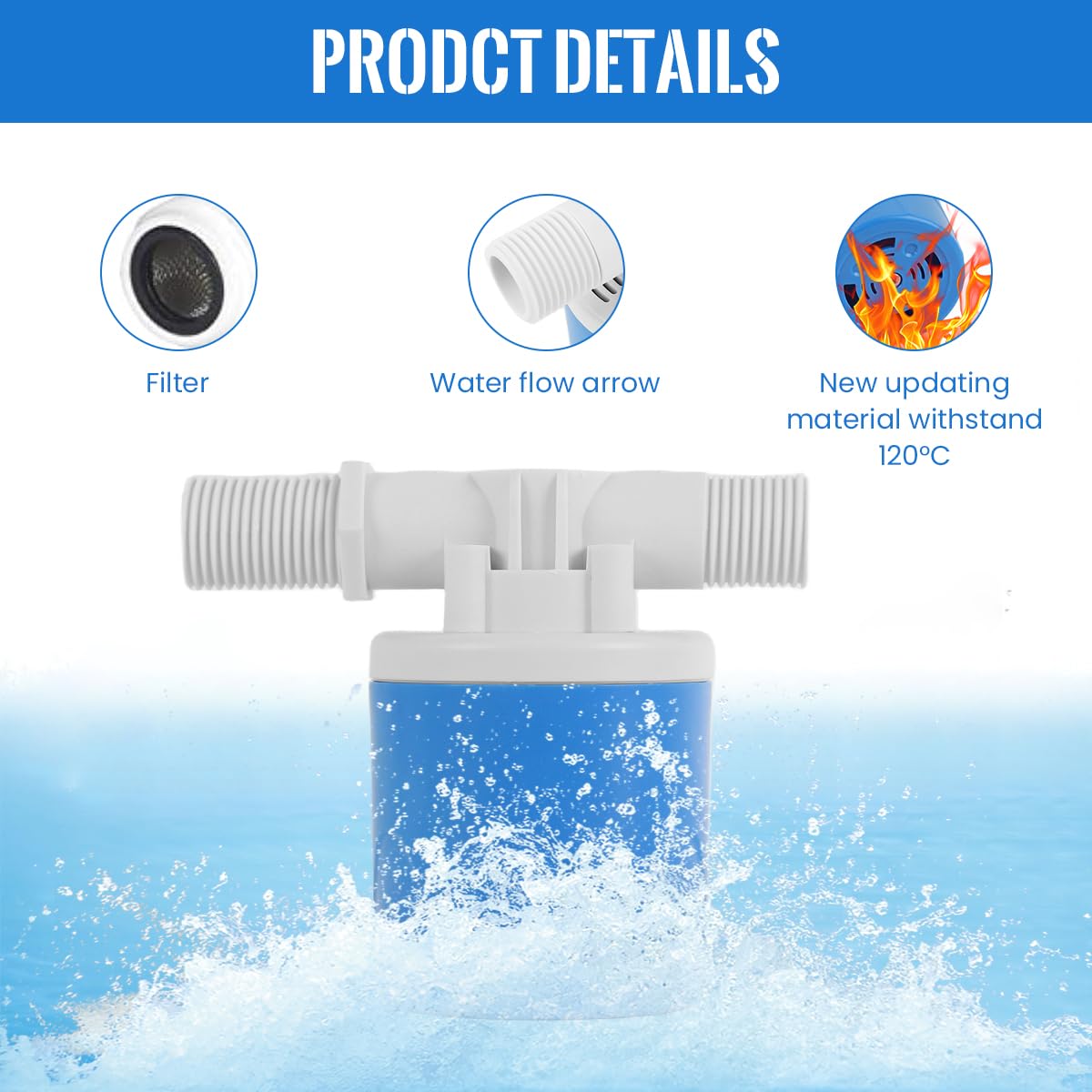 HASTHIP Automatic Water Level Control Float Valve for Tanks and Aquariums 1/2 inch | 2 pcs