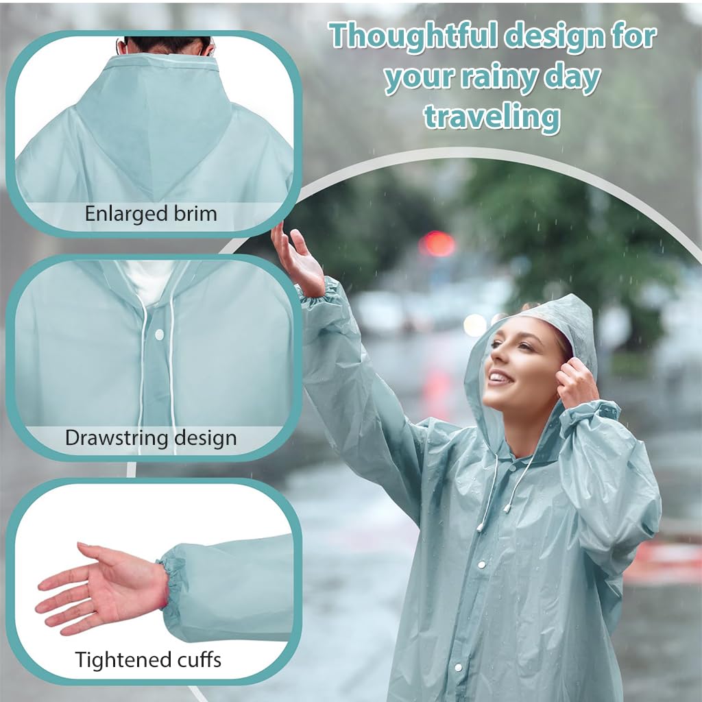 PALAY Rain Ponchos for Adults featuring 56.2 in Length and 53.5 in Chest | Reusable EVA Pack of 2