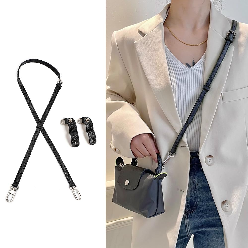 PALAY Bag Leather Strap Replacement for Crossbody or Shoulder Bags featuring 47 in Adjustable Quick Release PU Leather Design Black 2PCS