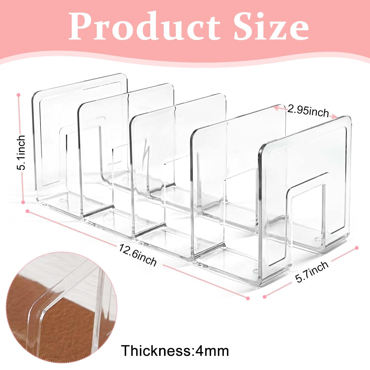 MAYCREATE Purse Handbag Organizer for Shelf Storage with 4 Clear Acrylic Compartments | Space Saving