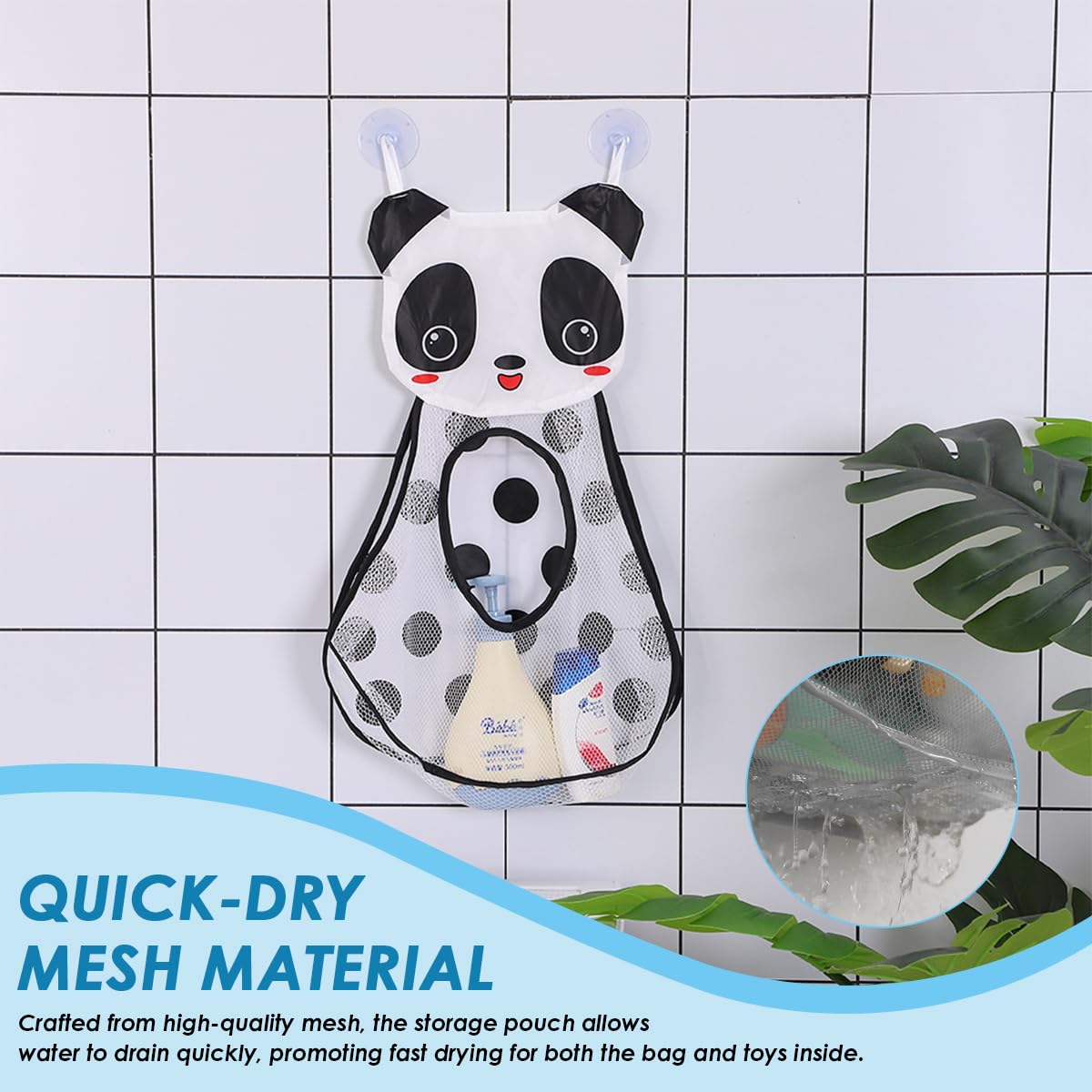 SNOWIE SOFT Baby Bath Storage Bag for Bathtub Toys with 2 Suction Cups | Mesh Organizer for Kids