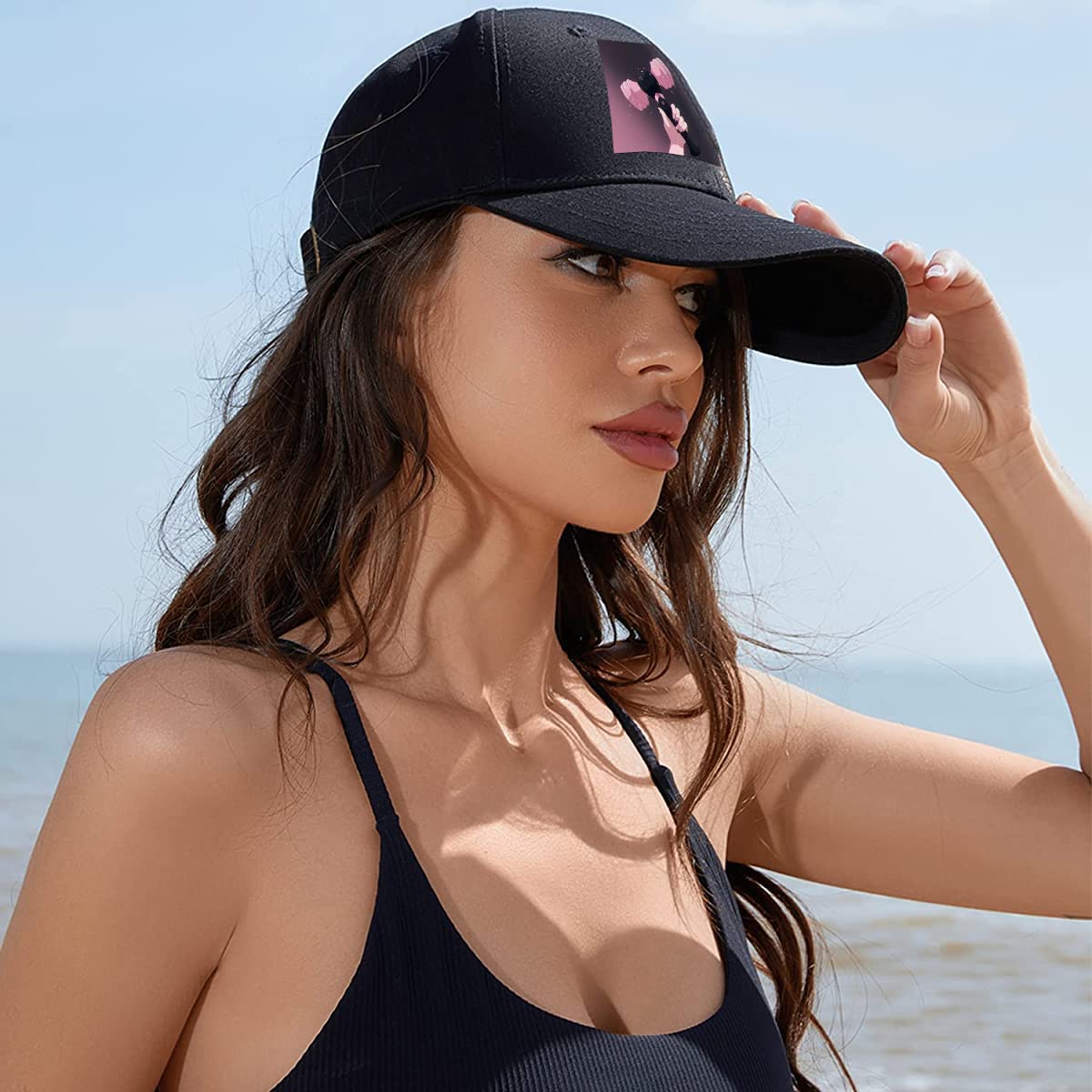 PALAY® Cap for Women Blackpink Print Baseball Caps, Fashion Kpop Golf Hat, Breathable Adjustable Unisex Hats for Women Men Blackpink Fans Gift - Black