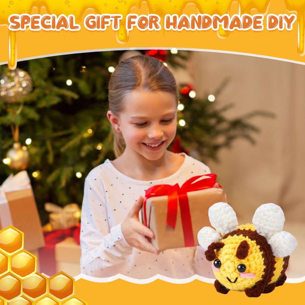 HASTHIP Crochet Kit for Beginners with Step-by-Step Video Tutorials | Complete Small Bee DIY Gift Set