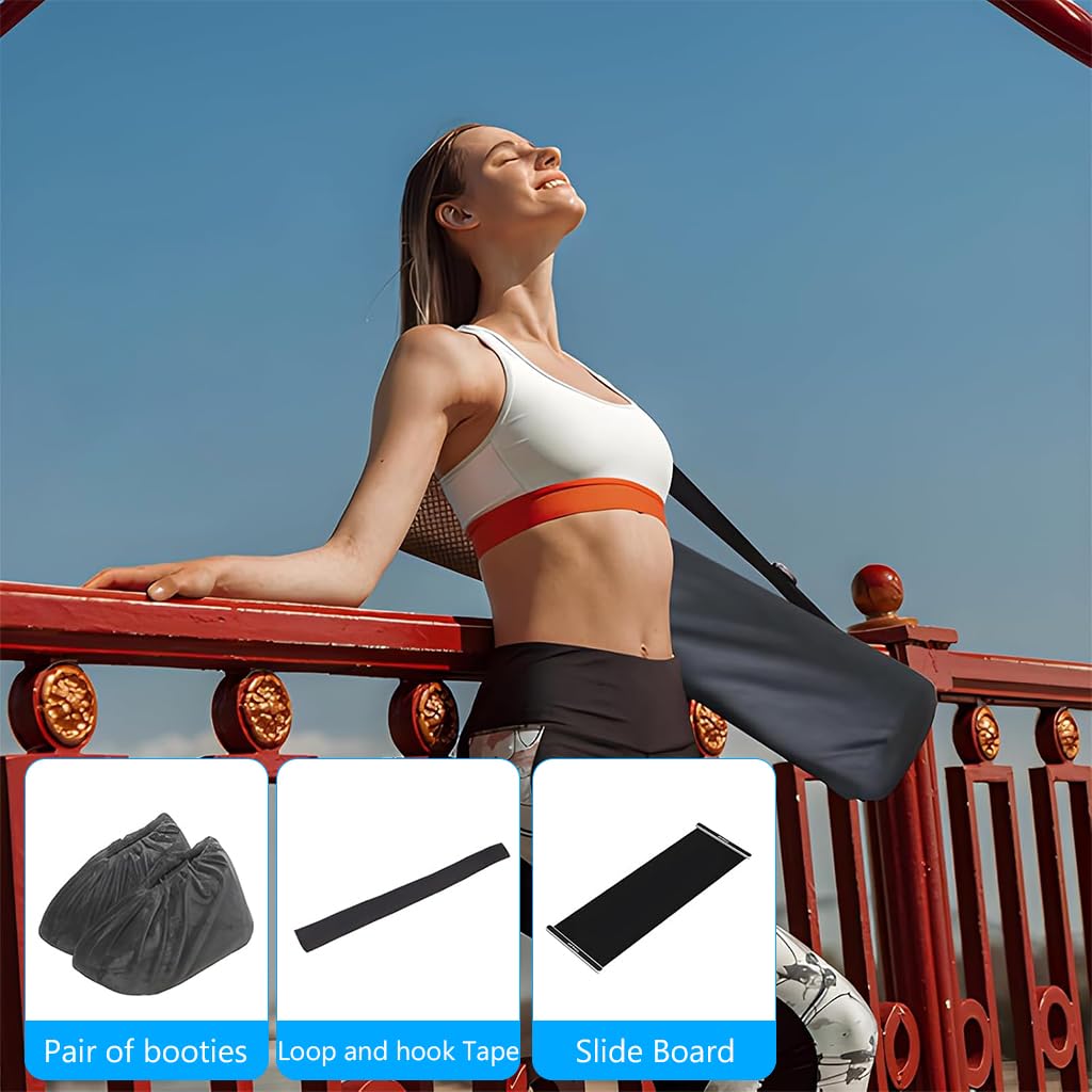 Proberos Slide Board Mat for Home Fitness with Anti Slip PVC Surface 200x50cm | Includes Sliding Boots and Storage Bag