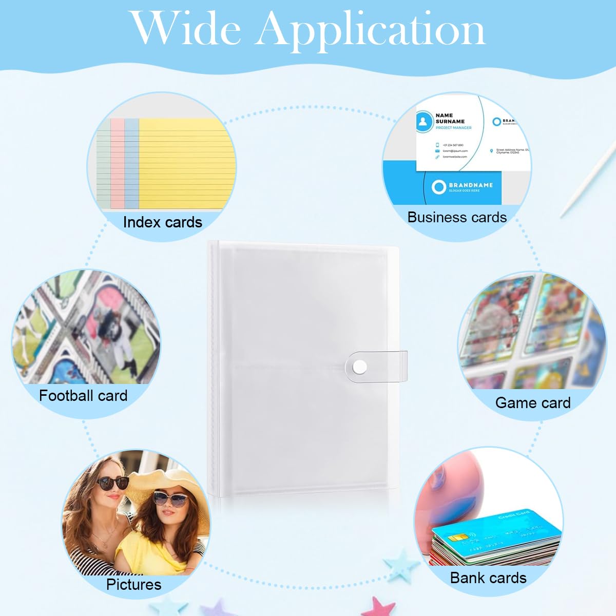 PATPAT Trading Card Holder for 240 Cards with Double Sided Transparent Sleeves | Snap Button PP Binder