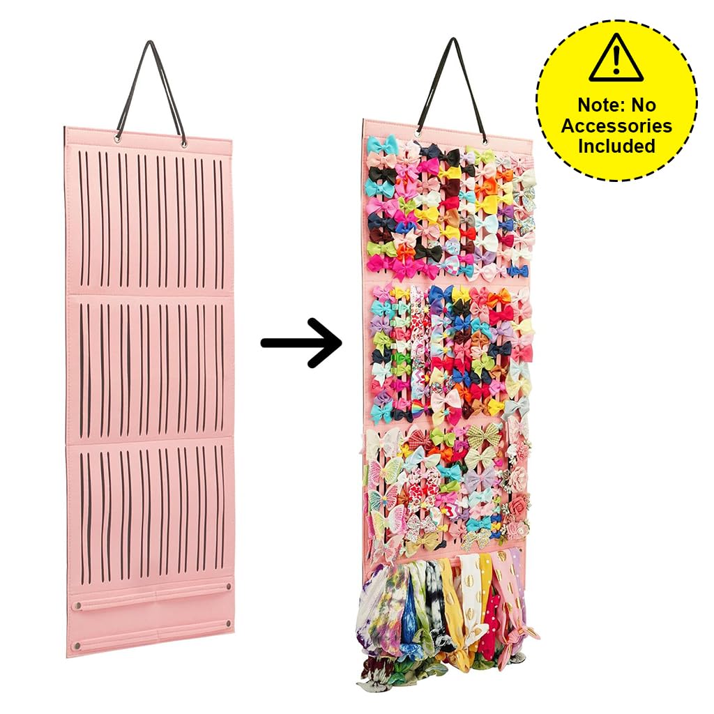 HASTHIP Hair Accessories Organizer for Girls with 3 Layer Hanging Rack 35.4x14.9 in Felt Display | 3 Pcs Set