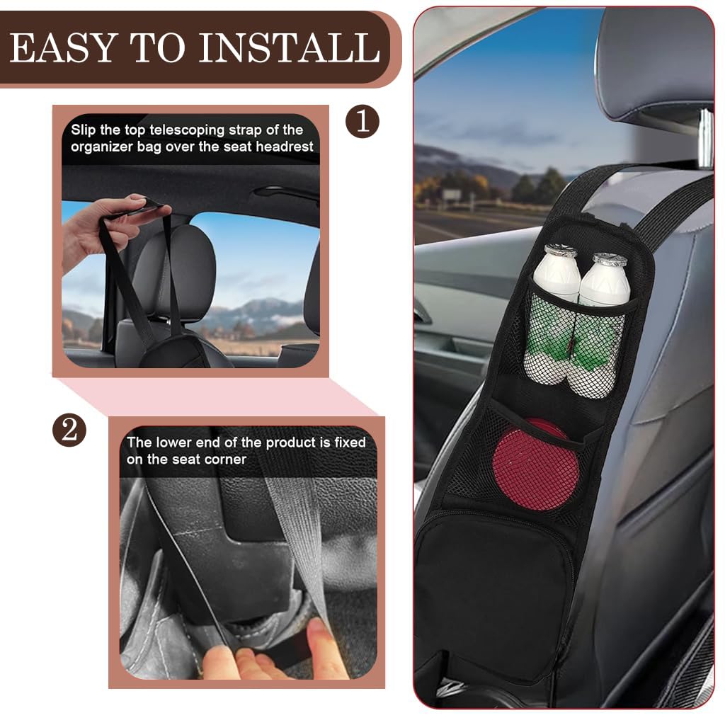 STHIRA Car Seat Side Organizer for Cars and SUVs with Multi Pocket Mesh Bag | 2PCS Set