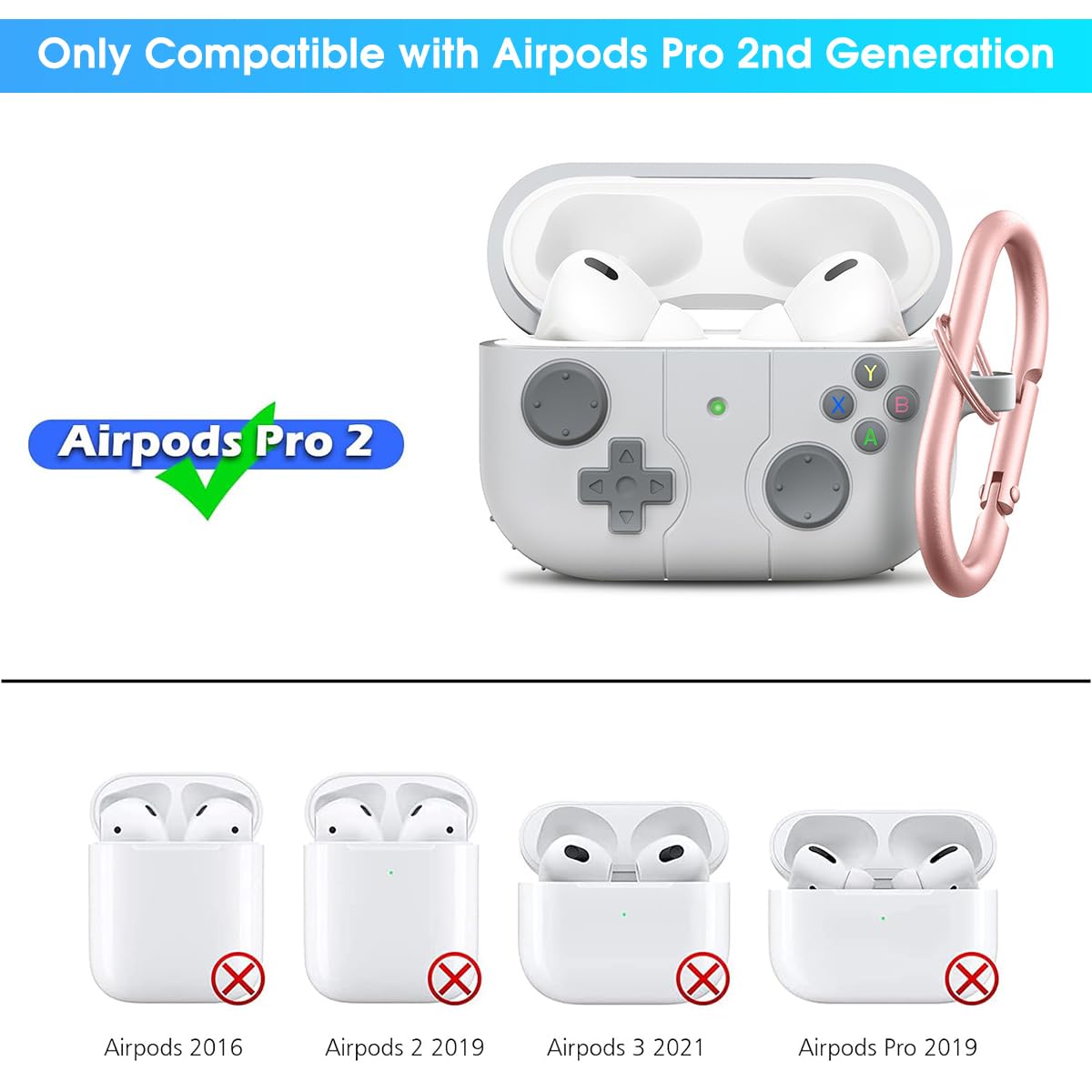ZORBES AirPods Pro Case Cover for 1st and 2nd Gen featuring Retro Game Design with Keychain