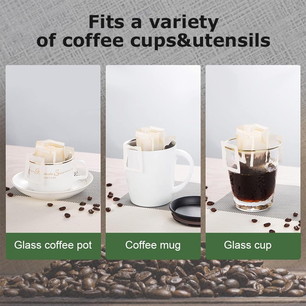 Supvox 50pcs Hanging Ear Coffee Bag Coffee Filter Paper Bag Drip Coffee Bag Pour Over Coffee Pouch Foodgrade Hanging Ear Coffee Paper Bag Convenient Hanging Ear Coffee Bag for Brewing Coffee