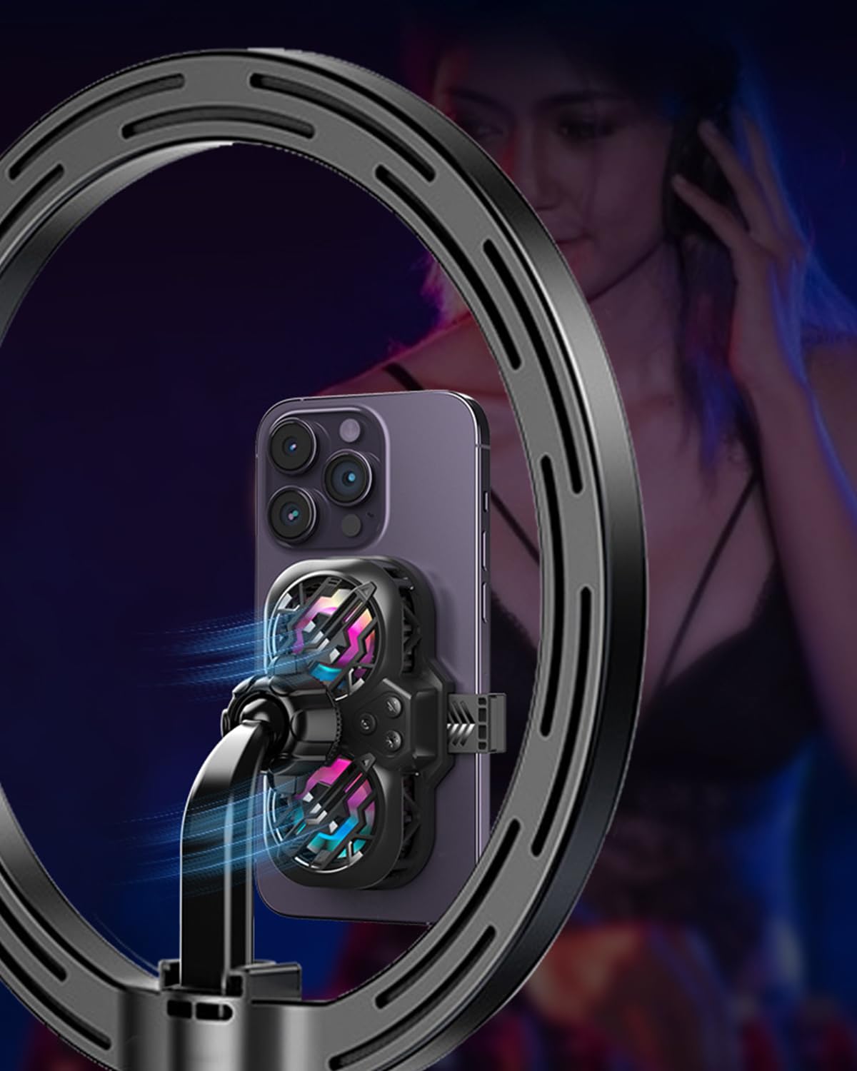 ZORBES Mobile Cooler for Gaming with Dual Fan Digital Display and 3-Speed RGB | Fits 4.5–6.7 in Phones