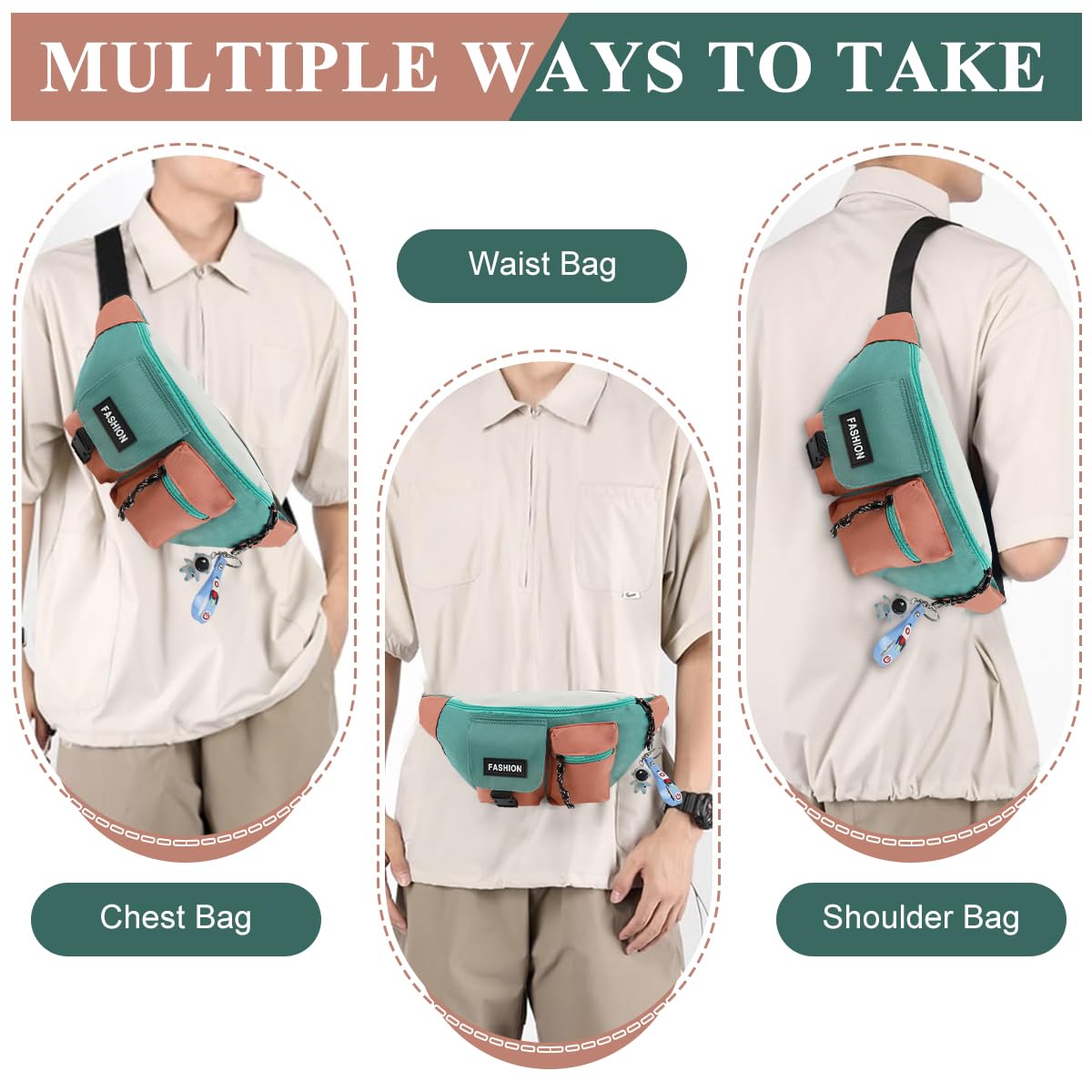 Gustave Waist Bag for Travel and Everyday Use featuring Multi Pocket Design and Nylon Material