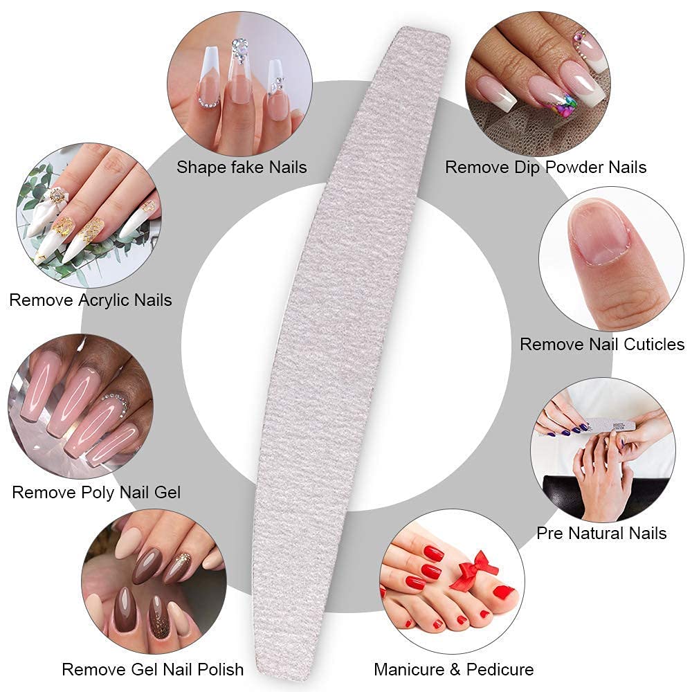 MAYCREATE Nail Files Buffers Kit 20pcs with Dual Sided 100 180 Grit for Manicure | Washable Emery Boards for Acrylic & Gel Nails