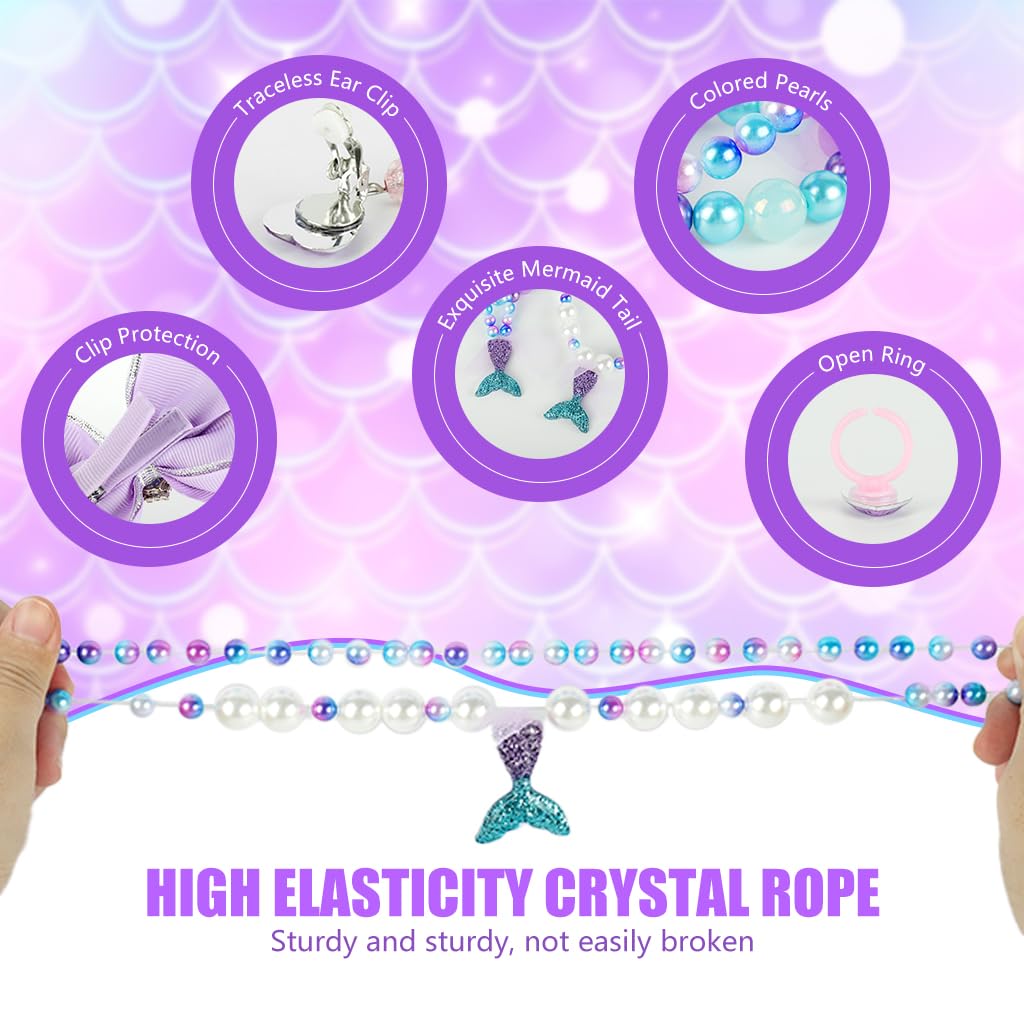 PATPAT Purse for Girls with Mermaid Jewelry Set featuring Sling Bag and Cat Design | Gift for Ages 3–10