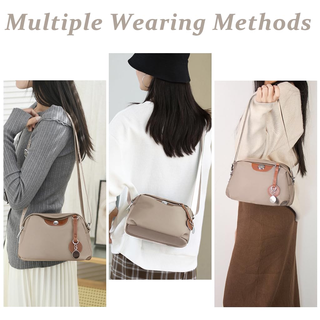 PALAY Crossbody Bag for Daily Use with Double Layer Zipper and Waterproof Nylon Material