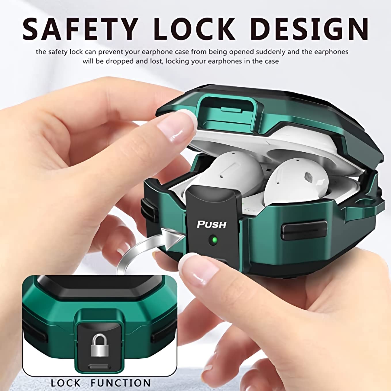 ZORBES Protective Case for Samsung Galaxy Buds Pro 2 and Live with Safety Lock and Keychain