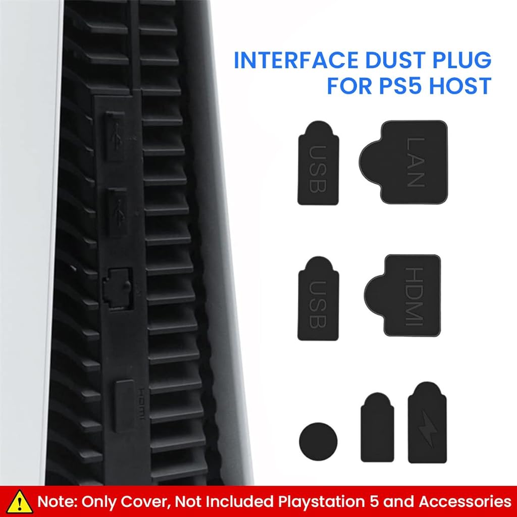 ZORBES Dust Plug for PS5, 9Pcs Dust Plug Kit for PS5/PS5 Slim Console, PS5 Silicone Dust Plugs Protector Antidust Cover Dustproof Plug for Playstation 5 Disk/Digital Console PS5 Slim Game Console Accessories