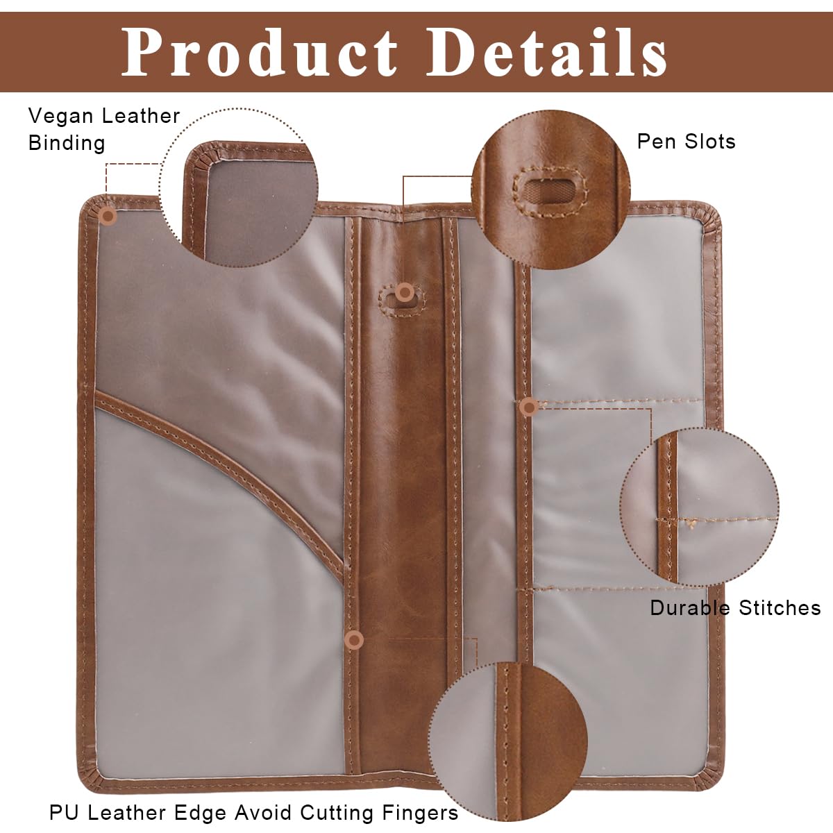 STHIRA Car Document Holder for Registration and Insurance with 6 Transparent Pouches | PU Leather Bifold Organizer for Vehicle Files and Cards