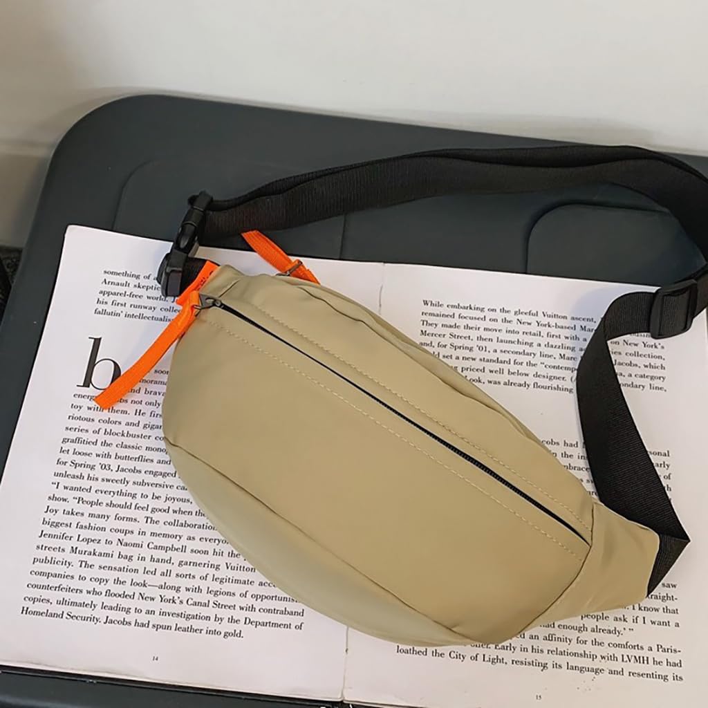 ZIBUYU Nylon Crossbody Waist Bag for Travel and Hiking with Multi-Compartments | Coffee