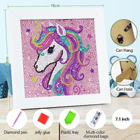 PATPAT® DIY 5D Diamond Art Kit for Kids Diamond Painting for Kids Unicorn Diamond Painting Kit with Frame & Tool Art Craft DIY Desk Decoration for Kids 5-12 Years Old, Arts and Crafts for Kids