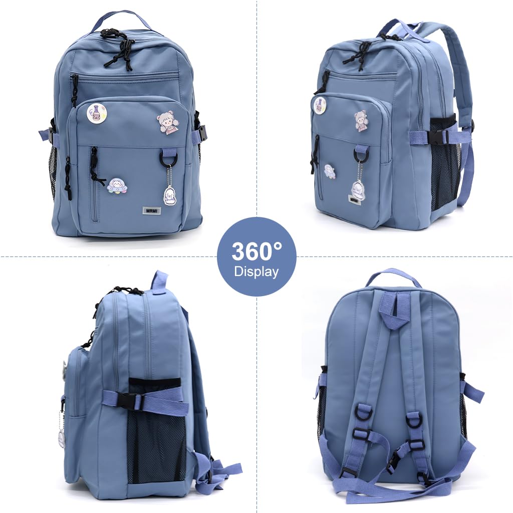 ZIBUYU School Backpack for Girls with 31x19x43cm Capacity and Secure Chest Strap | Blue Casual Organizer for Students