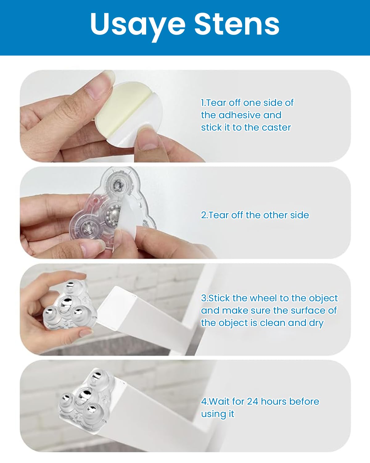 Serplex Self Adhesive Swivel Caster Wheels for Furniture and Appliances featuring 100KG Load Capacity and 360° Rotation