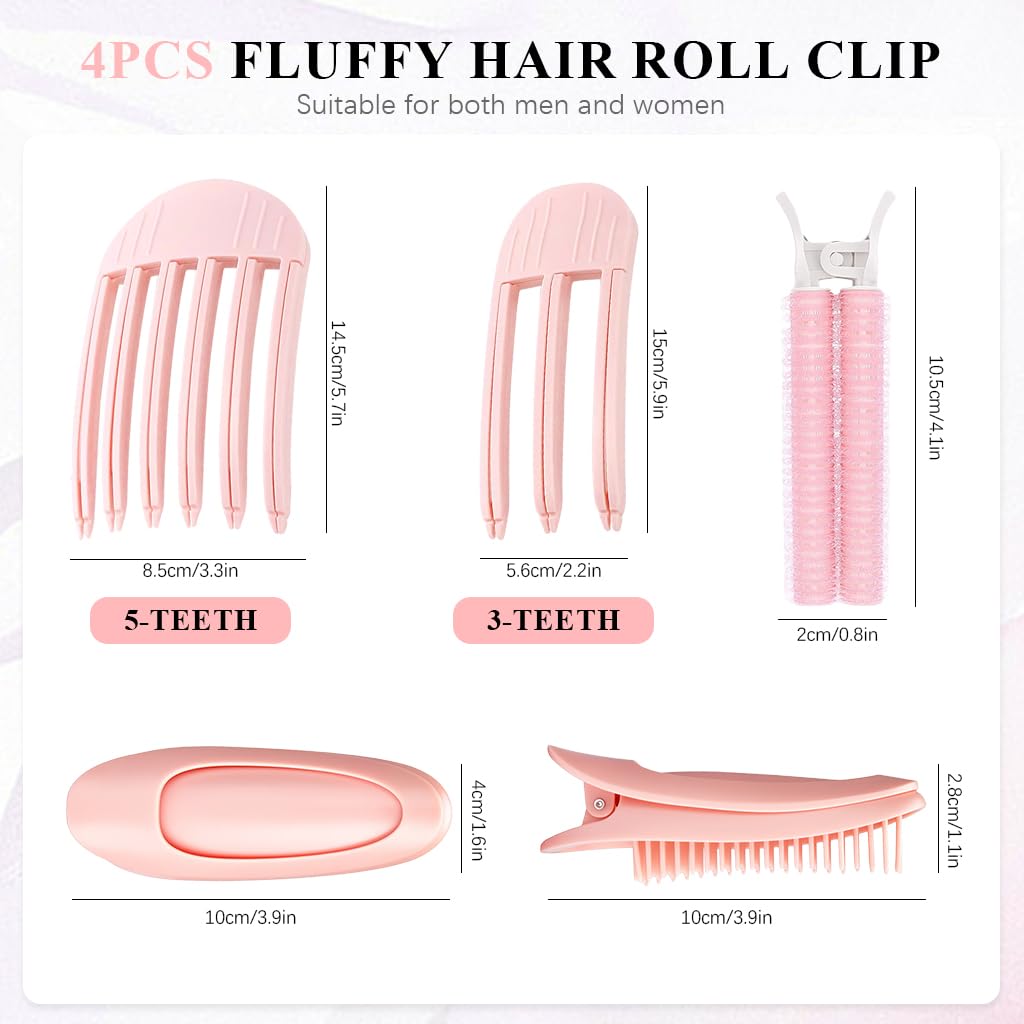 MAYCREATE Hair Volume Clip for Root Lifting and Fluffy Style 8PCS Light Pink Set